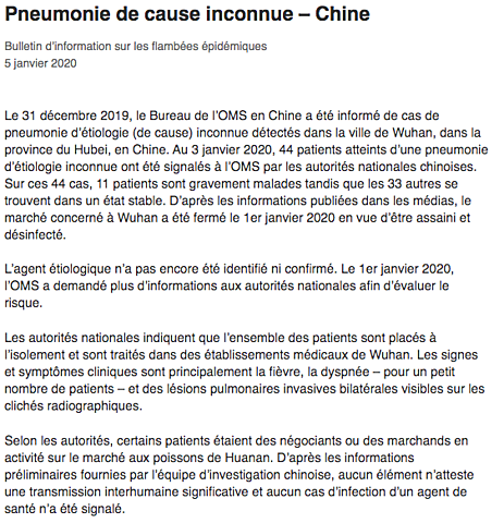Publication du premier Bulletin d’information sur les flambées épidémiques