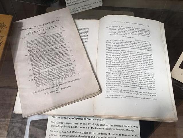 the joint theories of Darwin and Wallace are read to the Linnean Society on July 1