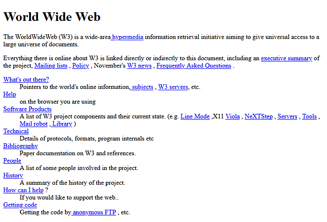 La primera página de Internet (World Wide Web)