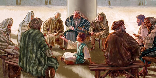 Jesus sitting around the teachers