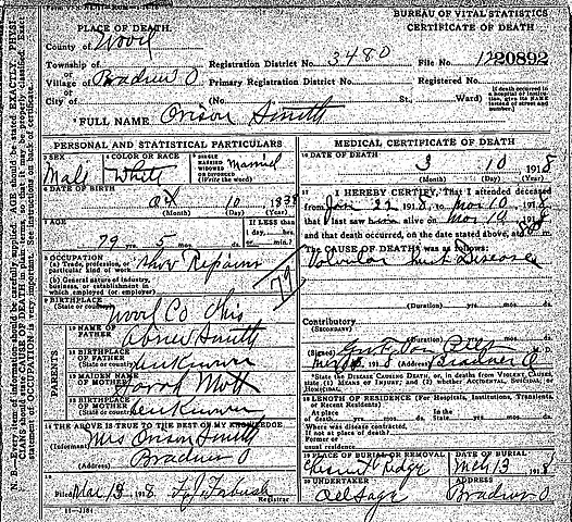 Death of Orison Smith