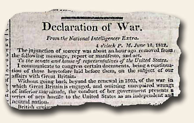 America declares war on Great Britain