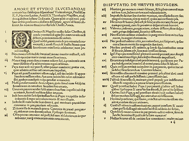 Publication of the Ninety-five Theses by Martin Luther
