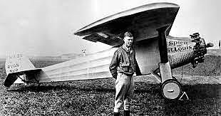 Charles Lindbergh flies over Atlantic