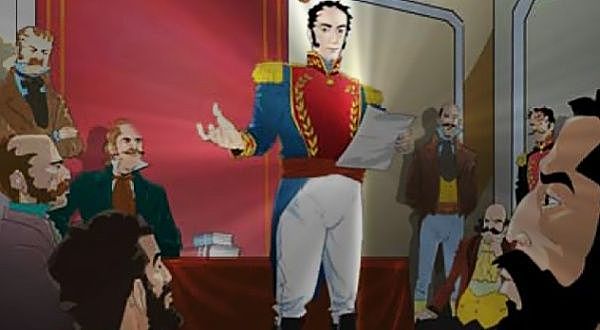 Simón Bolívar proclama la República de Colombia en el Congreso de Angostura