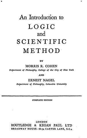 Introduction To Logic And Scientific Method (1934)