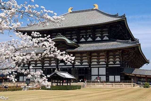 The imperial court is established at Nara in Japan.