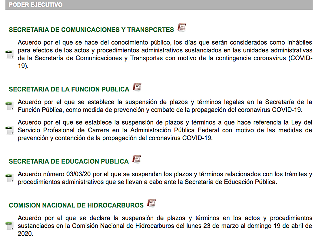 Primeros acuerdos en México sobre el Virus SARS Cov2 COVID 19 a nivel federal.