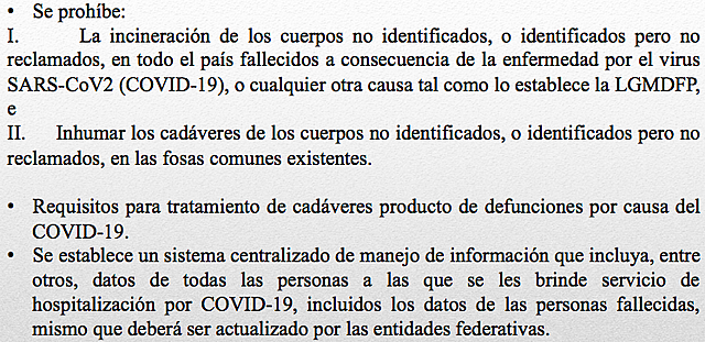 Acuerdo de fecha 17 de abril de 2020 (prohibición de incineración de cuerpos).