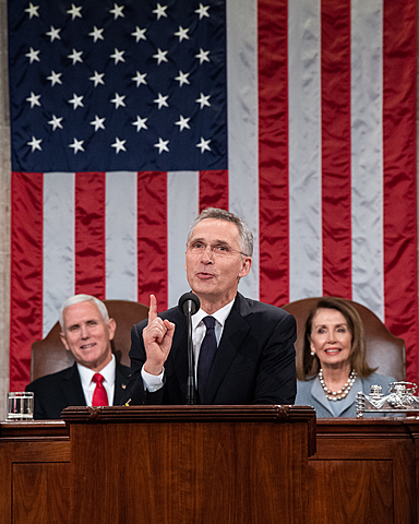 NATO Secretary-General Jens Stoltenberg addresses a joint session of Congress