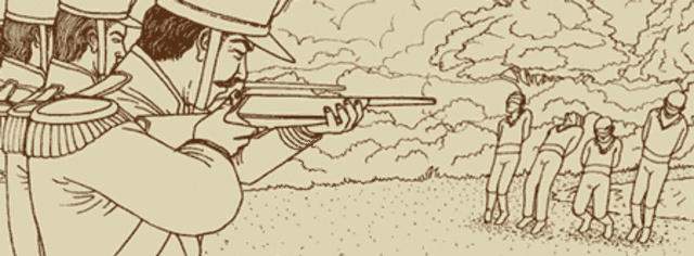 los nueve martires son ejecutados