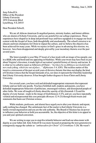 Black Alumni Ask Falwell to Resign