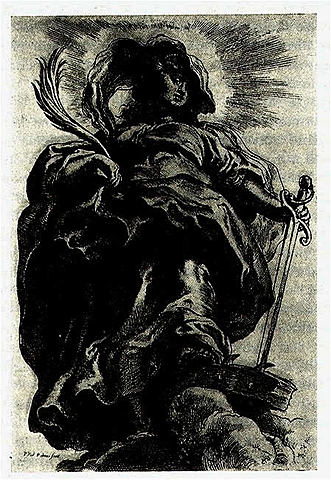 Pedro Pablo Rubens, La coronación de Santa Catalina, aguafuerte.