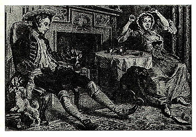 William Hogarth, El matrimonio a la moda, aguafuerte y aguatinta.