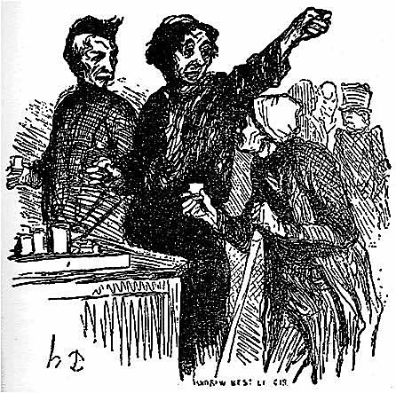 Honoré Daumier, en la taberna De La Grande Ville, litografía.