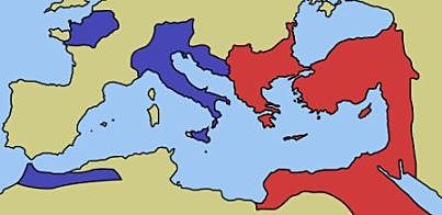 Empire divided into West and East under the rule of Emperor Diocletian