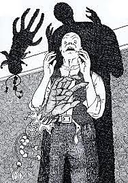 He wishes to undo everything and the knocking ceases while the echo remains in the house