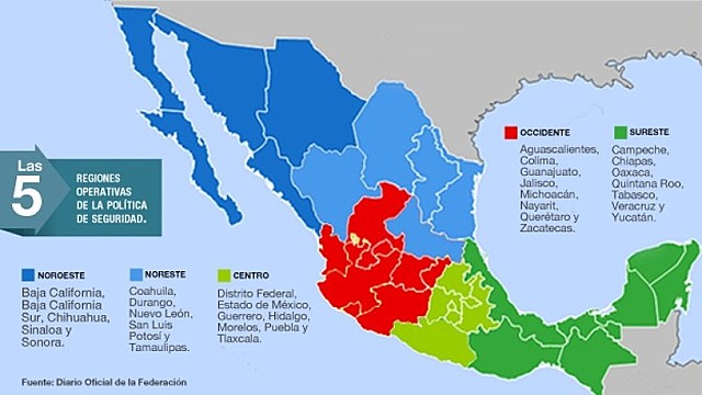 Se hace una división estratégica en cinco regiones.