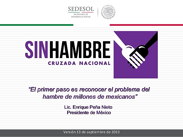 Primera parte de los Resultados del programa social "SIN HAMBRE