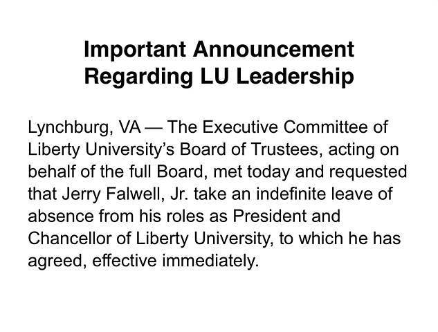 Falwell Takes 'Indefinite Leave of Absence'