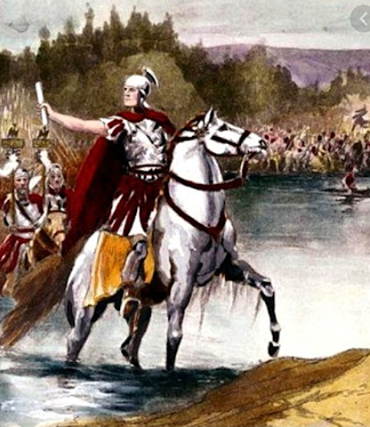 Julius Caesar cross the Rubicon river and starts the Roman Civil War (49 BCE)