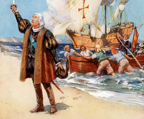 Cristoforo Colombo sbarca a San Salvador