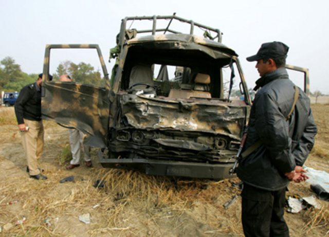 A <a href="http://www.nytimes.com/2007/12/11/world/asia/11pakistan.html" rel="ugc nofollow">suicide attack on a military truck carrying schoolchildren</a> outside a Pakistani airforce base in Swat wounds seven.