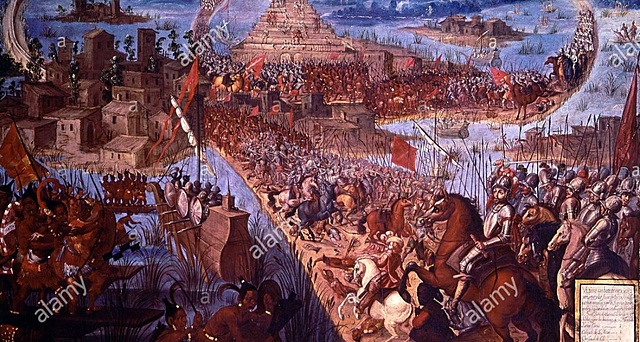 Cortes distrugge, dopo aver catturato il re Montezuma II e aver scatenato rivolte degli aztechi, Tenochitlan.