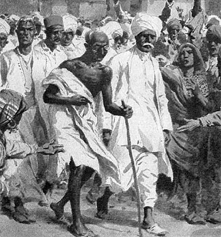 Gandhi undertook what became known as the Salt March with a view to starting the independence of India from the British Empire.