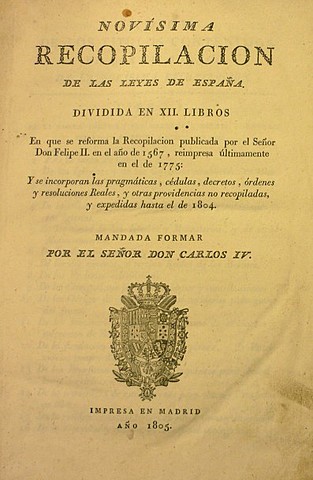 NOVÍSIMA RECOPILACIÓN DE CARLOS IV.