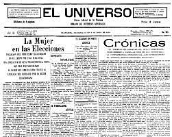 Ecuador se convierte en el primer país de América Latina que pone en práctica el sufragio femenino en unas elecciones.