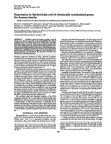 David Goeddel y su equipo en Genentech logran la insulina humana recombinante.