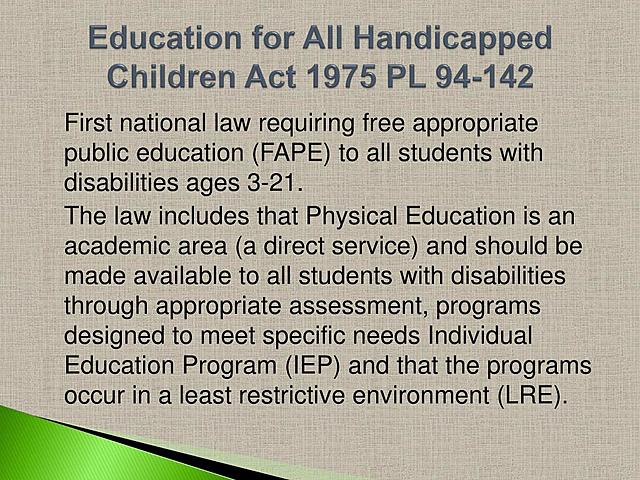 Education for all Handicapped Children Act of (1975)