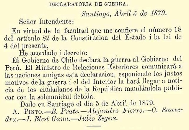 Lavalle habla con el presidente y canciller Aníbal Pinto sobre cómo evitar una guerra