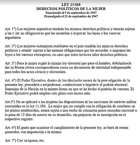 LEY DEL VOTO FEMENINO