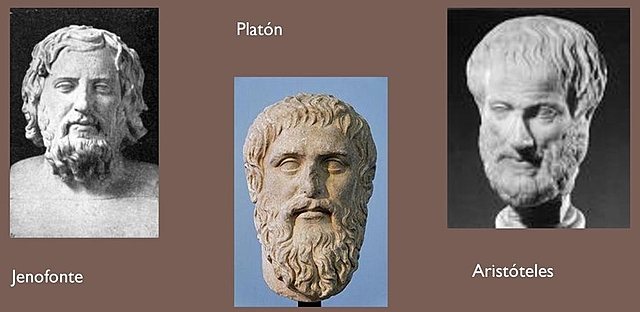 Jenofante, Platón y Aristóteles.