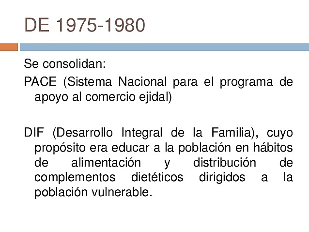Sistema nacional para el programa de apoyo al comercio ejidal (PACE) Desarrollo integral de la familia (DIF)