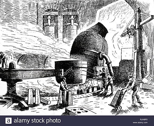 Henry Bessemer. Patenta el proceso industrial de fabricación del acero