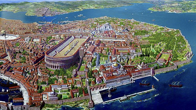 Constantinople becomes capital of eastern Roman Empire