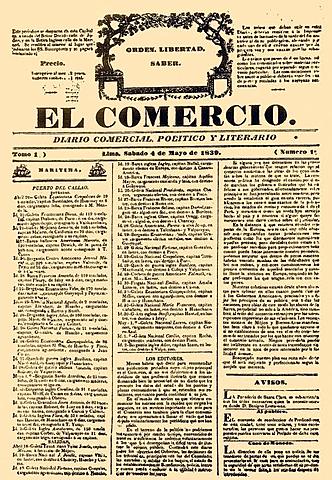 1839  EN PERÚ NACE " EL COMERCIO"