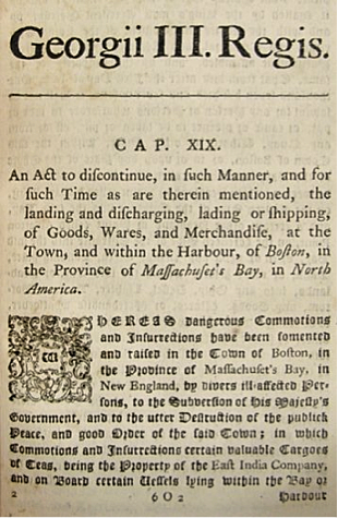 Intolerable Acts (Boston Port Bill)