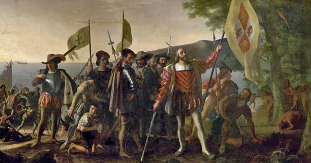 Columbus arrives in America