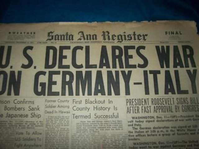 Germany declares war on the U.S.
