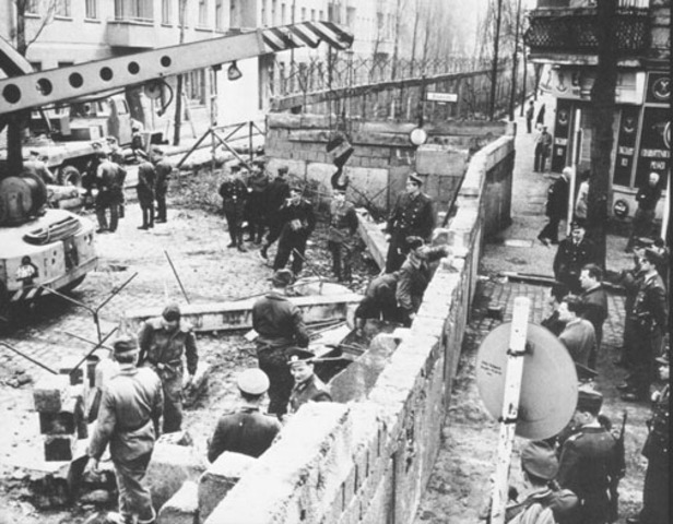 Construction Begins on Berlin Wall