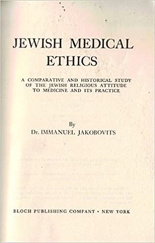 Jewish Medical Ethics.