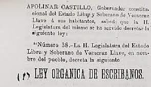 Primera Ley  Orgánica de Escribanos Públicos del Estado