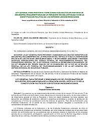 Ley General para prevenir y sancionar los delitos en materia de secuestro, reglamentaria de la fracción xxi del artículo 73 de la Constitución Política de los Estados Unidos Mexicanos