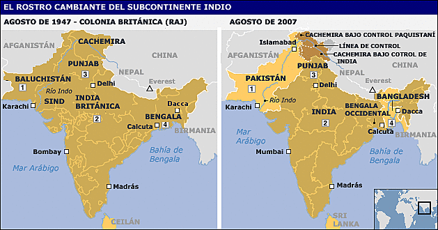 Independencia de la India. Separación de Pakistán.