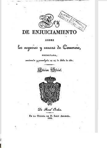 La Ley de Enjuiciamiento sobre negocios y causas de comercio