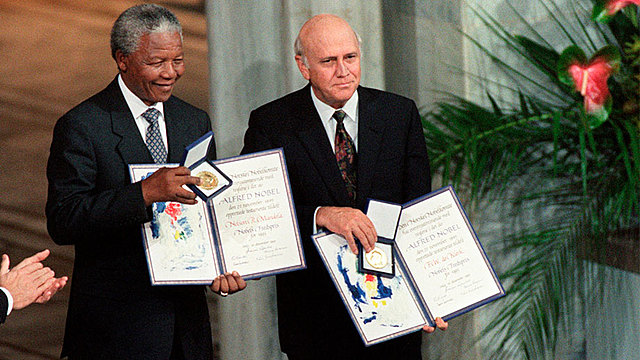 In 1990 the president Frederick de Klerk freed Nelson Mandela, at the age of 71 years old, they negotiated and repealed the apartheid